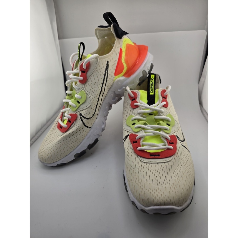 Nike Wmns React Vision D/MS/X Pale Ivory Orange Volt White Women Shoe size 9.5